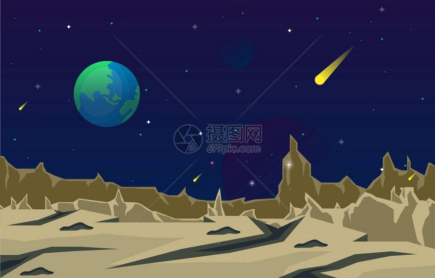 行星天空表面景观插图图片