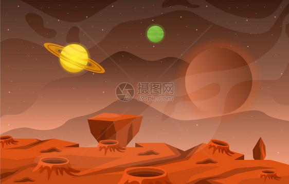 行星天空表面景观插图图片