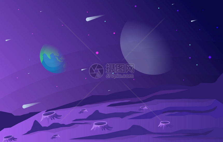 行星天空表面景观插图图片