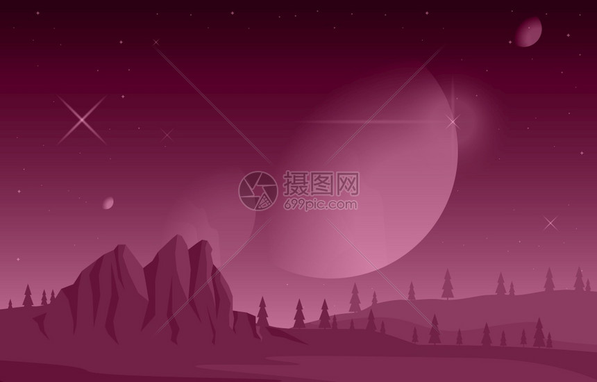 行星天空表面景观插图图片