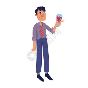 葡萄酒杯简笔画酒鬼拿着杯敬准备使用2d字符模板用于商业动画印刷设计