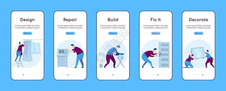 安装移动应用程序屏幕平板矢量模装饰房屋维护家庭用字符走过网站步骤uxig智能手机卡通接口立案印集图片