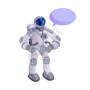 空间仪平板卡通矢量插图中的空间人宇宙探索者准备使用2D字符模板用于商业动画打印设计孤立的带空语音泡沫漫画英雄图片