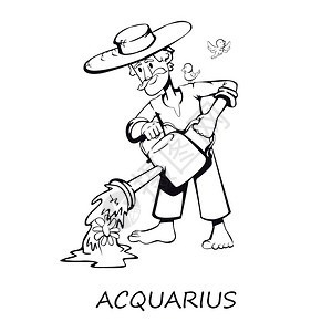 anquriszodac符号mn描述漫画矢量插图旧农民供水厂准备使用2D字符模板用于商业动画打印设计孤立的漫画英雄图片