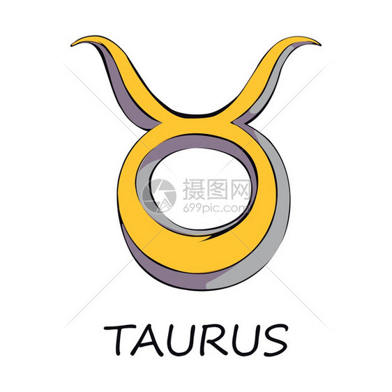 Taurszodiac标记平面卡通矢量插图公牛天体和神话符号星座预测对象星体图元素孤立的手画项图片