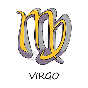 Virgozdiac符号表示平面卡通矢量图神话和天体地球符号星象座预测对图黄元素背景图片