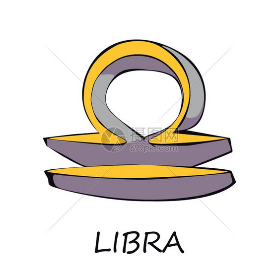 librazodic符号为平面卡通矢量说明缩放天平衡符号星座预测对象星座图黄色元素孤立的手画项图片