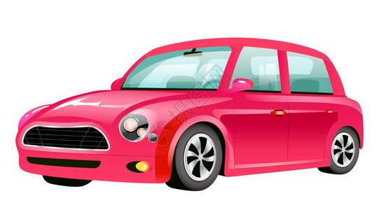 大众甲壳虫复古汽车红色小型库珀卡通矢量插图crimson旧式汽车平板
