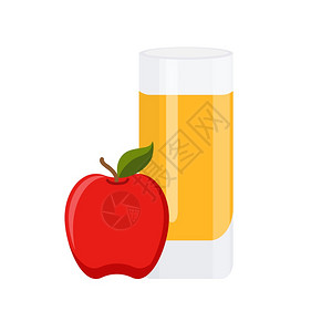 以平板样式的简单苹果汁杯矢量孤立不规范图片