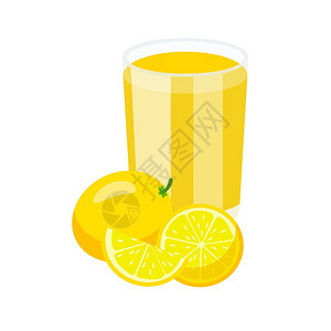 平板式的简单柠檬汁杯子矢量图片