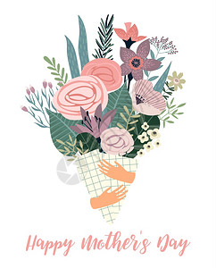 快乐的母亲日带花矢量模板卡片海报横幅和其他用途的设计元素带花的矢量模板图片