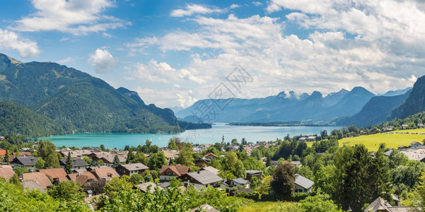 在美丽的夏日中对狼群湖萨勒兹卡默古特湖奥斯里亚的观测图片