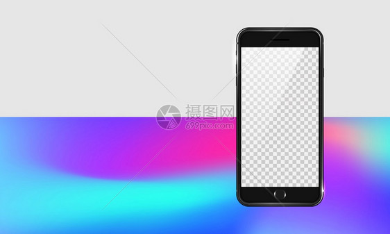 具有透明屏幕智能手机的概念模型矢量说明内容网状和透明对象着陆页面模板图片