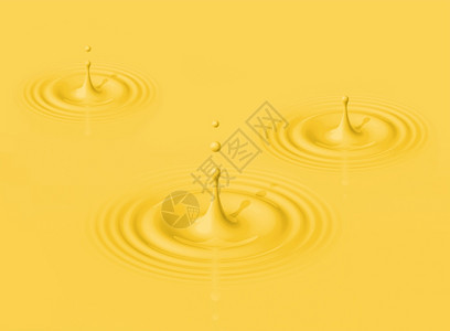 黄色的香蕉牛奶滴溅起涟漪3d演示黄色的香蕉奶滴和波纹图片