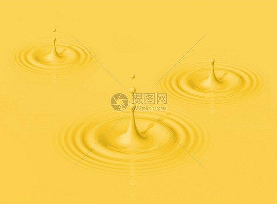 黄色的香蕉牛奶滴溅起涟漪3d演示黄色的香蕉奶滴和波纹图片