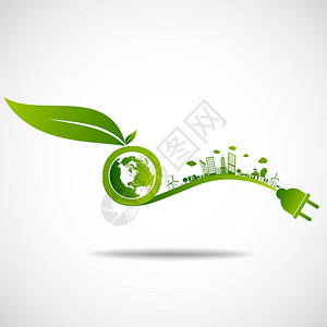 可持续的能源开发生态矢量图图片