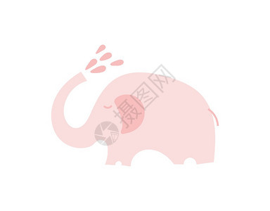 带水滴的可爱粉红大象插图
图片
