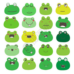 脸部画线青蛙脸部表情可爱青蛙的格设计矢量图解插画