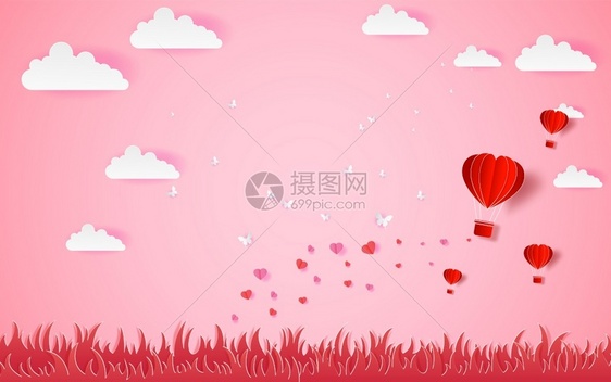 以矢量抽象背景为对的Valenti一天的气球心爱邀请图片