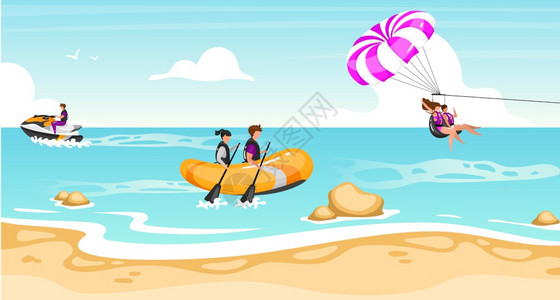 跳伞户外冲浪海滩娱乐活动 图片
