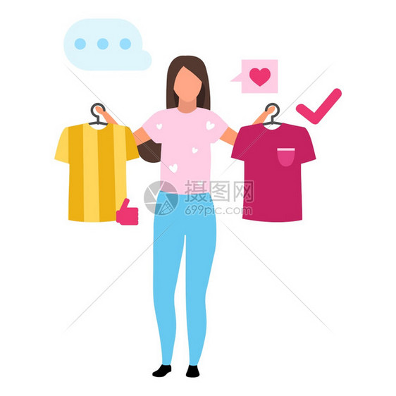 妇女决策商场消费者购买服装卡通人物店客户购买商品消费主义和商品图片