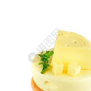 白色背景上孤立的奶酪片段文本自由空间图片