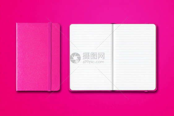 粉红色关闭和打开的线笔记本模型在多彩背景上隔离粉红色关闭和打开的线笔记本模型在多彩背景上隔离图片
