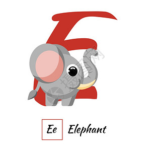 可爱的英语动物字母e矢量图像图片素材