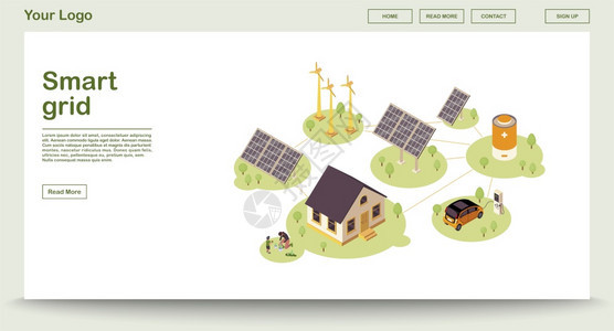 生态能源网页智能电网网站3d概念图片