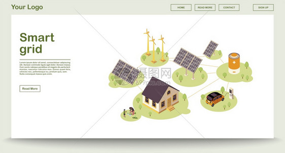 生态能源网页智能电网网站3d概念图片