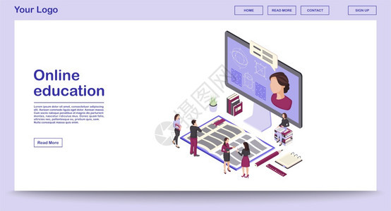 在线教育网上页矢量模板图片
