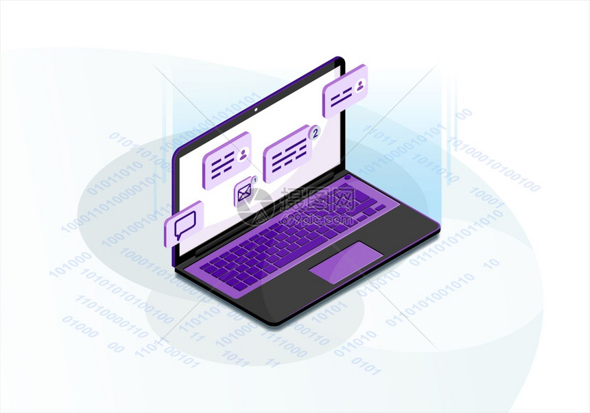 使用语音泡发送3d概念论坛膝上型电脑网站设计聊天等量矢图图片