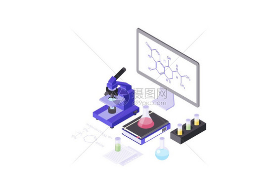 化学实验室设备分子生物学化研究试验管液体瓶子化学分3d概念图片