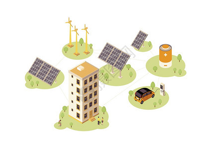 太阳能电动汽车充站生态能源3d概念图图片