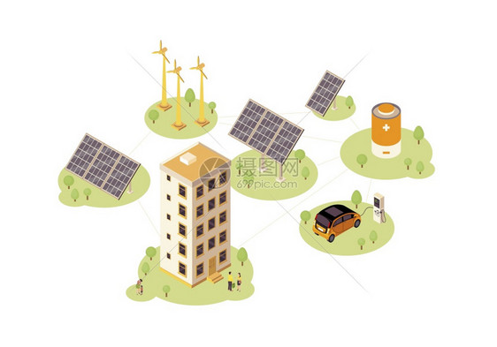 太阳能电动汽车充站生态能源3d概念图图片