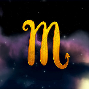 占星术星座天蝎装饰的金色占星学zodiac符号天蝎图解背景