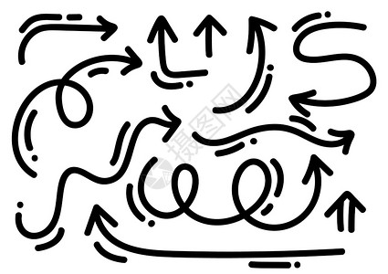 藤蔓 花抽象单线矢量箭头设置dolehanmke标记样式用于注释业务计划