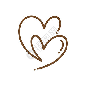 塞文符号设计平方元素插图书写单线矢量两个心爱标志浪漫手画设计图片