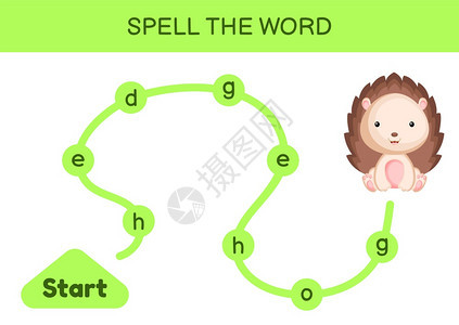 儿童迷宫拼写字游戏模板学矢量说明图片