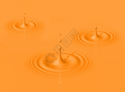 巧克力牛奶飞溅橙色奶昔喷洒和波纹3D插图橙色奶昔和波纹背景