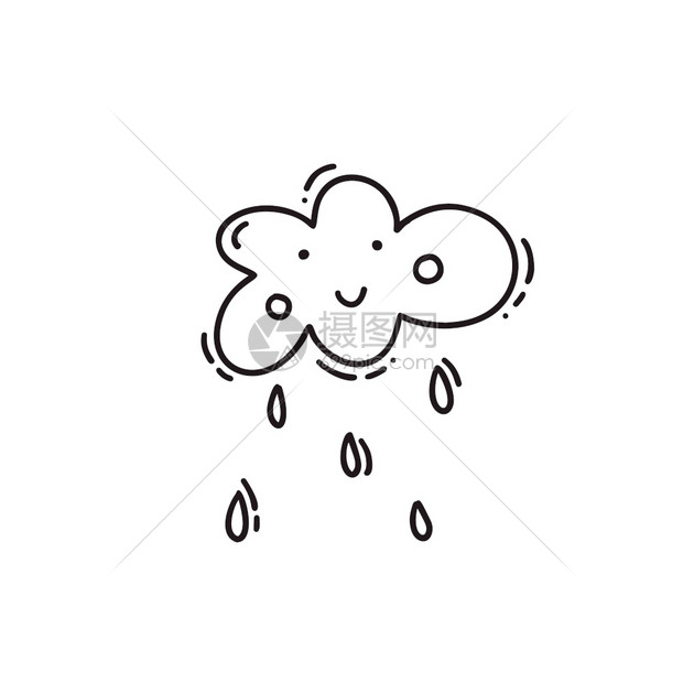手绘下雨的可爱云朵矢量元素插画图片下载-正版图片303735231-摄图网
