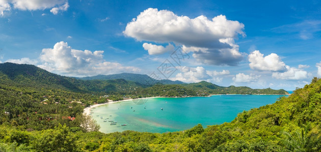 夏日在泰国港邦岛Kohpan海滩的全景图片