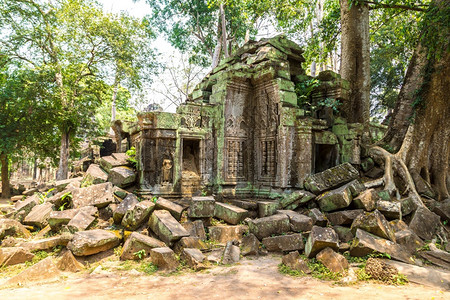 塔普罗姆寺庙的废墟是夏日Cambodi的夏日Semsar的复杂Agkorwat古寺图片