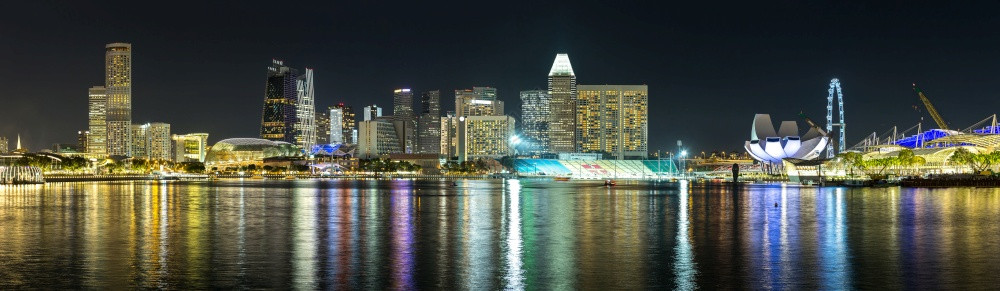 在美丽的夏夜奇歌颂的城市天际全景图片