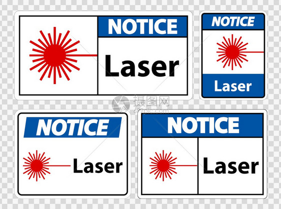 注意激光符号在透明背景矢量插图上分离图片