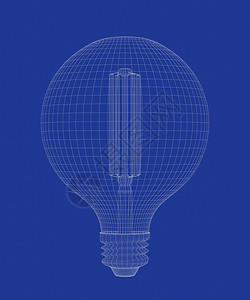 3d个带领灯泡的有线框架模型图片