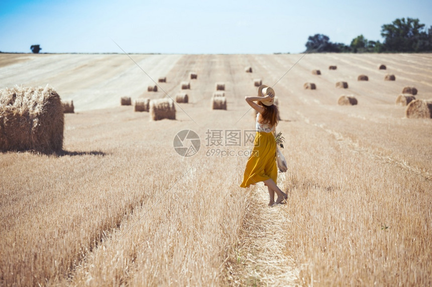 美丽的景观圆环和田野女孩图片