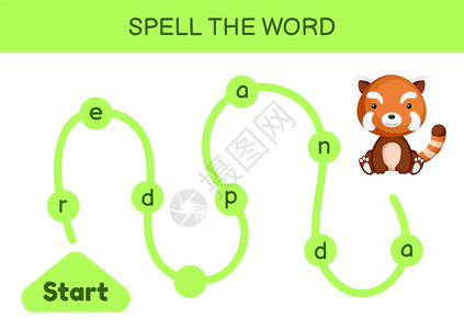 儿童迷宫拼写字游戏模板学矢量说明图片