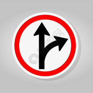 腹直肌分离直运行或右转路标符号在白色背景矢量插图上分离插画