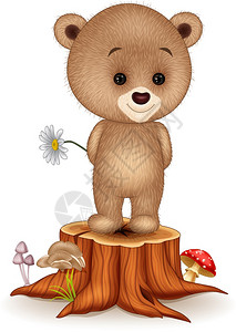 树桩上的可爱小熊图片